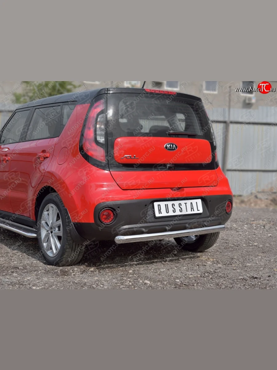 Одинарная защита заднего бампера из трубы диаметром 63 мм SLITKOFF  KIA Soul (2014-2016) PS  в Самаре Самарской области