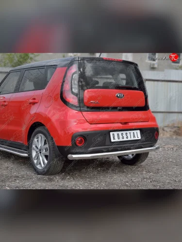 Одинарная защита заднего бампера из трубы диаметром 63 мм SLITKOFF KIA Soul  PS (2014-2016) дорестайлинг