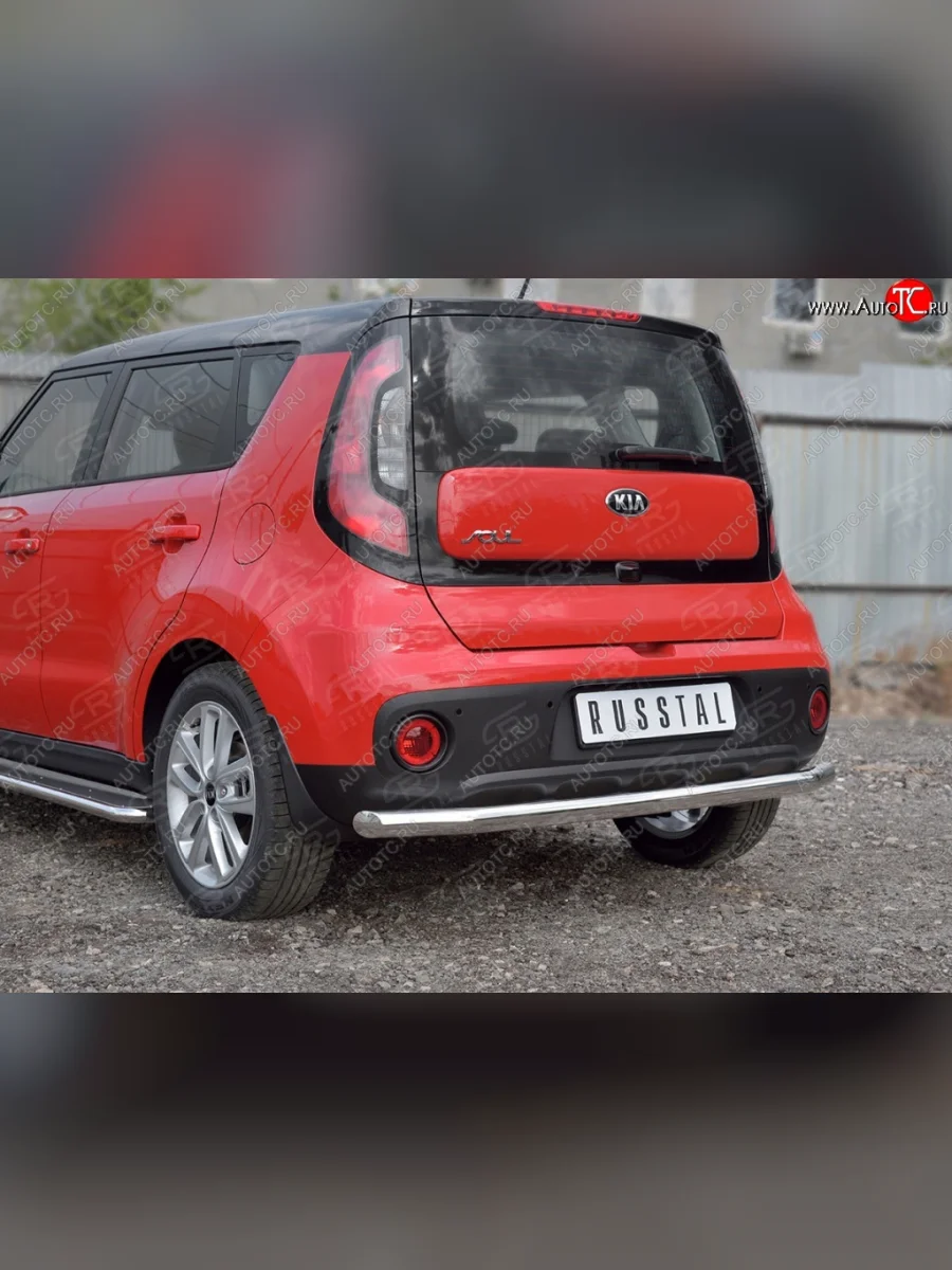 Одинарная защита заднего бампера из трубы диаметром 63 мм SLITKOFF KIA Soul PS дорестайлинг (2014-2016)  в Самаре Самарской области