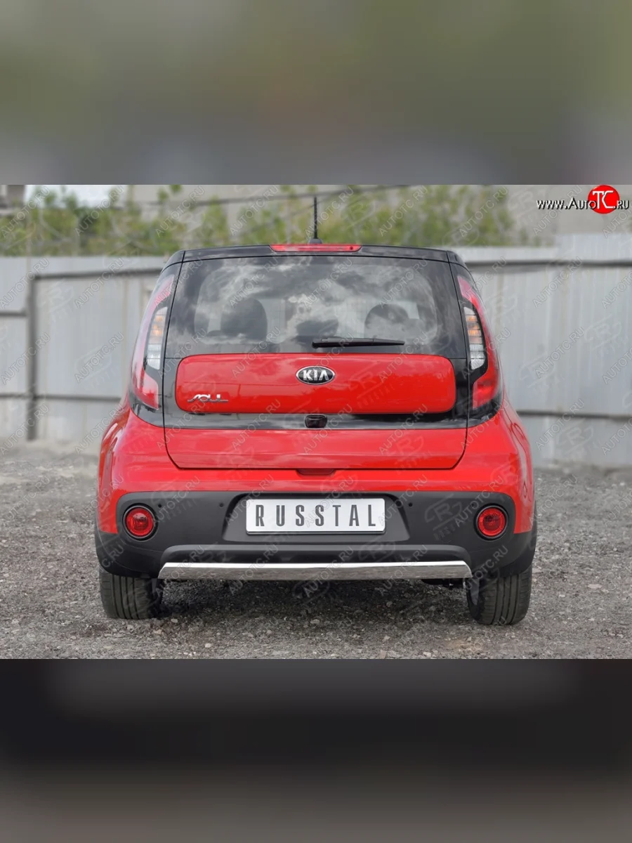 Защита заднего бампера (Ø75x42 мм, нержавейка) Russtal KIA Soul PS дорестайлинг (2014-2016)  в Керчи Республика Крым