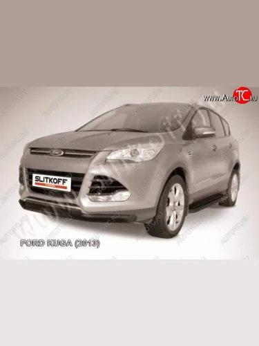 Защита переднего бампера Slitkoff (труба d76/d57) Ford Kuga  2 (2013-2016) дорестайлинг