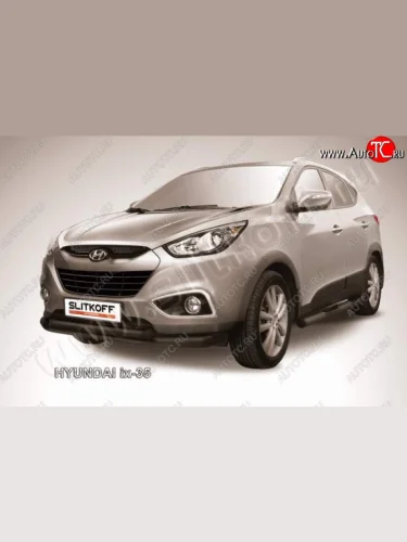 Защита переднего бампера из труб d76+d57 Slitkoff Hyundai IX35  LM (2009-2018) дорестайлинг, рестайлинг