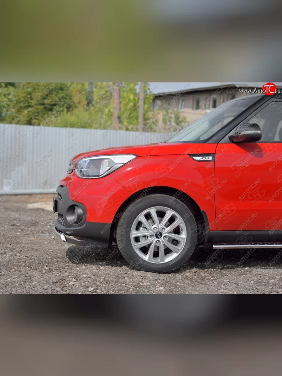 Защита переднего бампера (Ø75х42 мм, нержавейка) Russtal KIA Soul PS дорестайлинг (2014-2016)  в Самаре Самарской области