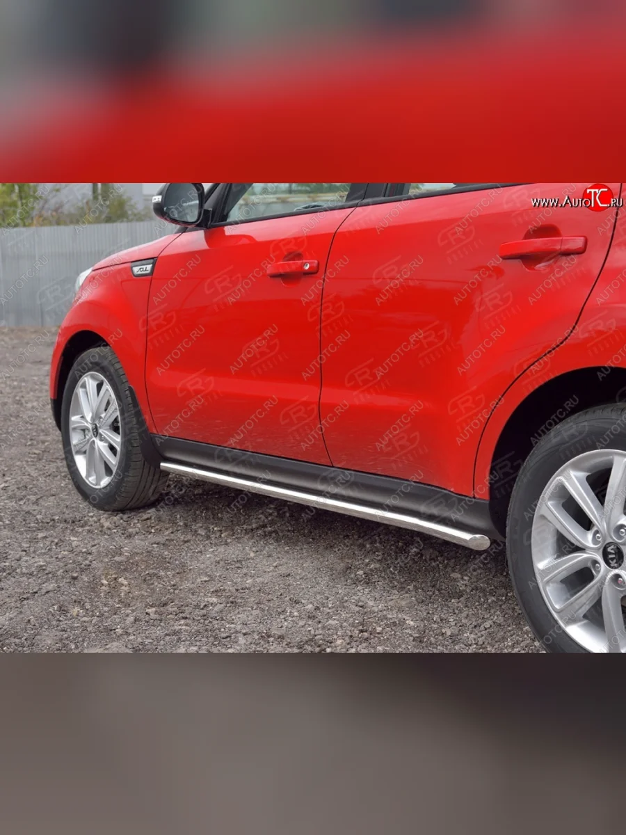 Защита порогов из круглой трубы диаметром 42 мм SLITKOFF v3  KIA Soul (2014-2016) PS  в Самаре Самарской области