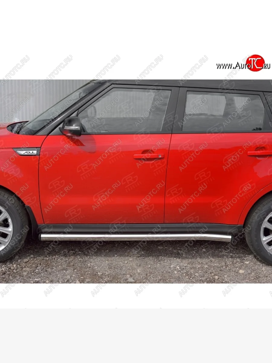 Защита порогов из круглой трубы диаметром 63 мм SLITKOFF v2 KIA Soul PS дорестайлинг (2014-2016)  в Самаре Самарской области