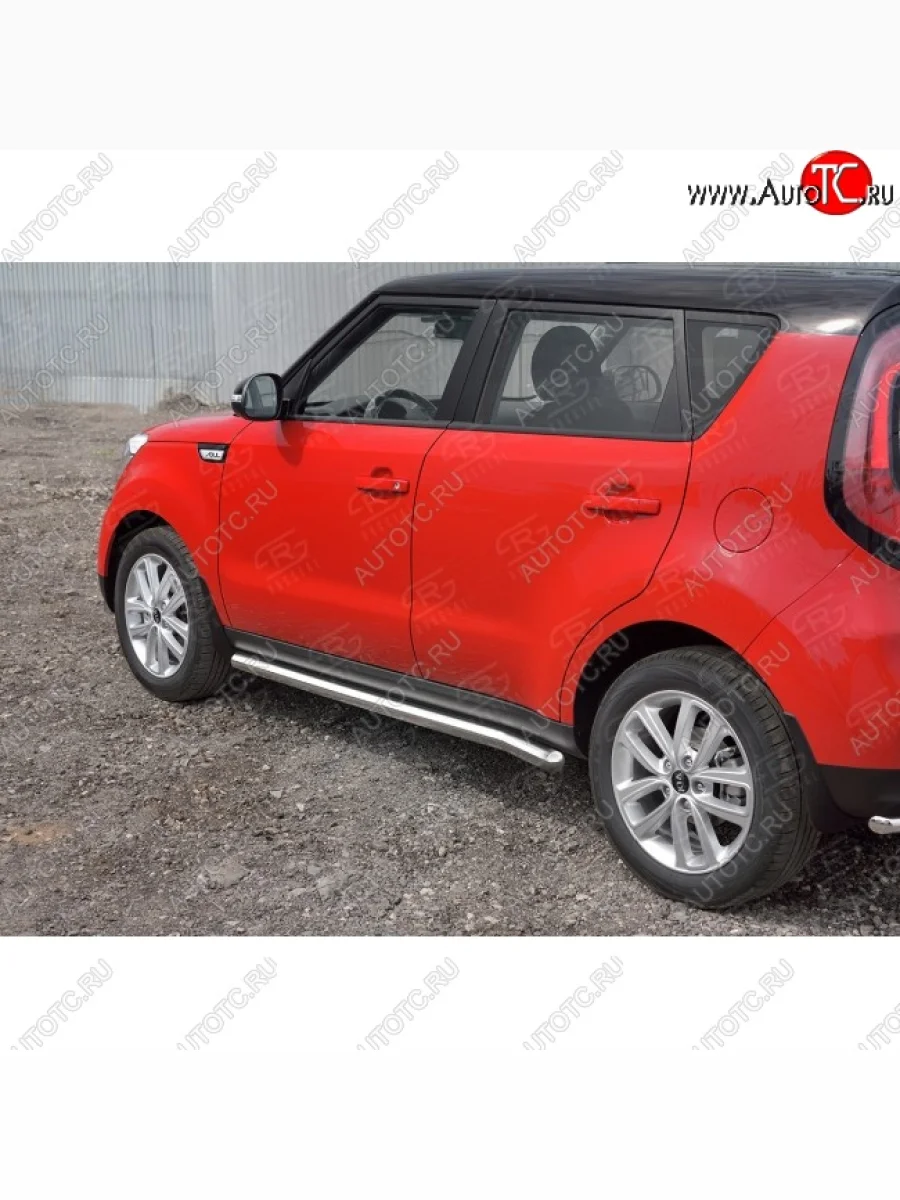 Защита порогов из круглой трубы диаметром 63 мм SLITKOFF v3  KIA Soul (2014-2016) PS  в Самаре Самарской области