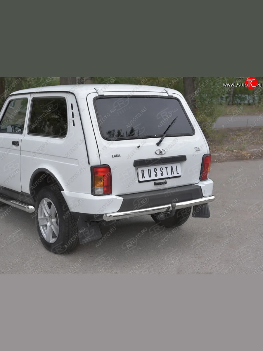 Защита заднего бампера (Ø 63 мм, нержавейка) SLITKOFF Лада ВАЗ нива 4х4 2131 Урбан 3 дв. дорестайлинг (2014-2019)  в Воронеже Воронежской области