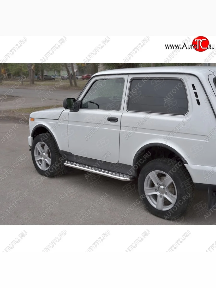 Защита порогов из трубы с листом SLITKOFF (лист алюм, труба d42, нержавейка)  Лада ВАЗ нива 4х4 (2014-2021) 2131, 2121  в Самаре Самарской области