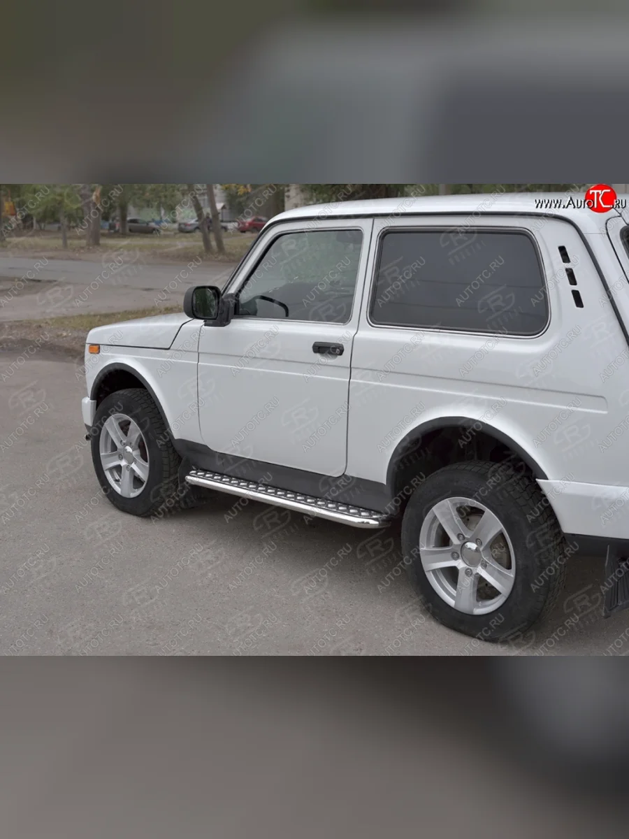 Защита порогов из трубы с листом SLITKOFF (лист алюм, труба d42, стальная).  Лада ВАЗ нива 4х4 (2014-2021) 2131, 2121  в Самаре Самарской области