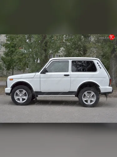 Порожки для ног ( Ø63) SLITKOFF (лист - нержавейка, профиль - нержавейка) Лада ВАЗ нива 4х4 ( 2131,  2121) (2014-2021) Урбан 3 дв. дорестайлинг, Урбан