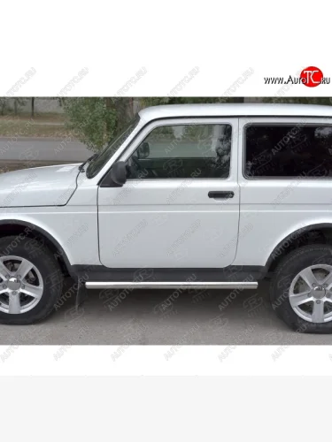 Защита порогов (Ø63 нержавейка) SLITKOFF (вариант 3) Лада ВАЗ нива 4х4 ( 2131,  2121) (2014-2021) Урбан 3 дв. дорестайлинг, Урбан