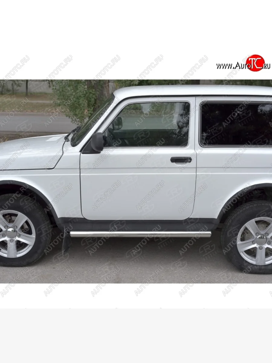 Защита порогов (Ø63 нержавейка) SLITKOFF Лада ВАЗ нива 4х4 2131 Урбан 3 дв. дорестайлинг (2014-2019) (вариант 3)  в Керчи Республика Крым