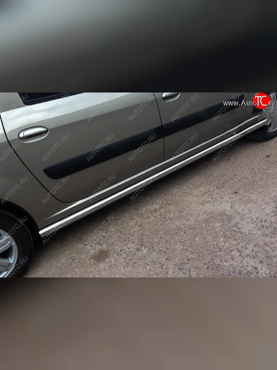 Защита порогов из круглой трубы диаметром 63 мм SLITKOFF v1 Лада ВАЗ Ларгус дорестайлинг R90 (2012-2021)  с доставкой в г. Керчь