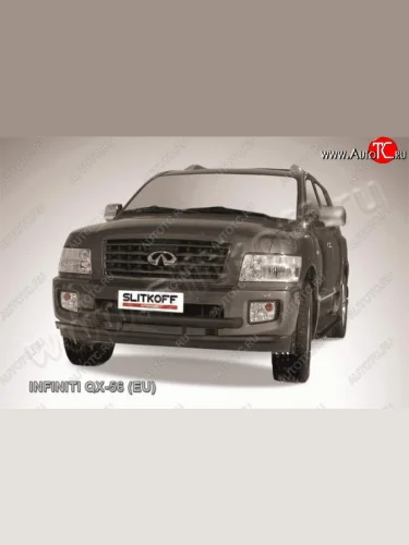 Защита переднего бампера из труб d76+d57 Slitkoff (двойная, высокая) INFINITI QX56 JA60 рестайлинг (2007-2010)