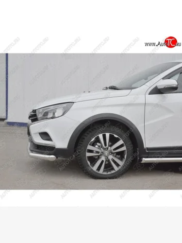 Одинарная защита переднего бампера диаметром 63 мм SLITKOFF Лада ВАЗ Веста  SW 2181 (2017-2022) универсал дорестайлинг