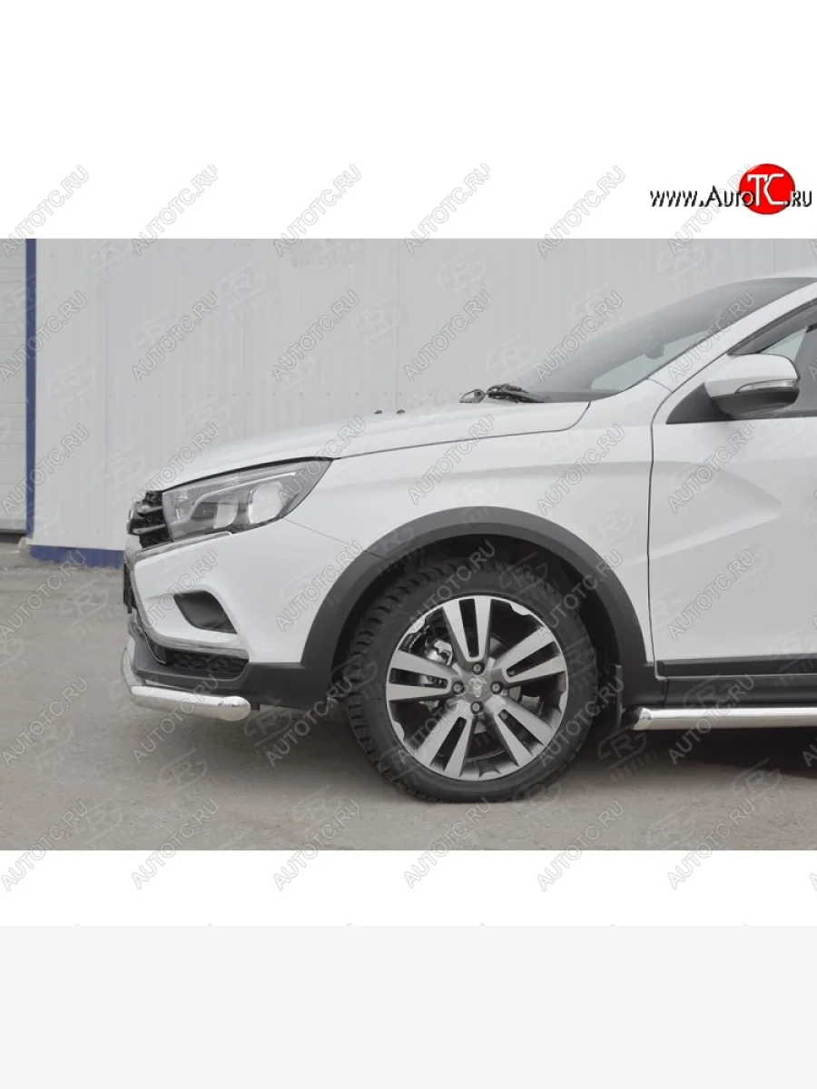 Одинарная защита переднего бампера диаметром 63 мм SLITKOFF  Лада ВАЗ Веста (2017-2022) SW 2181  в Самаре Самарской области