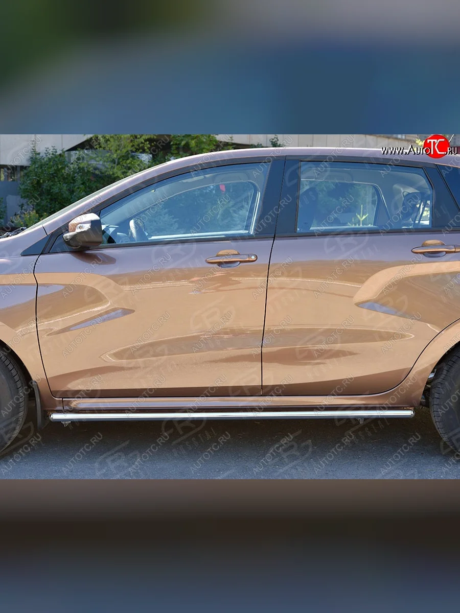 Защита порогов из круглой трубы диаметром 42 мм SLITKOFF v3 Лада ВАЗ XRAY (2016-2022)  с доставкой в г. Пермь