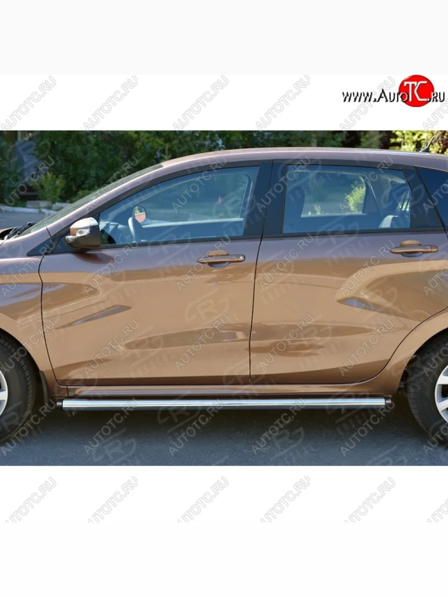 Защита порогов SLITKOFF из круглой трубы d63 мм v2 Лада ВАЗ XRAY (2016-2022)  с доставкой в г. Керчь