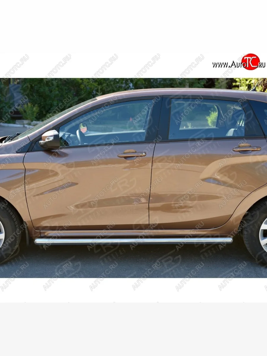 Защита порогов SLITKOFF из круглой трубы d63 мм v3 Лада ВАЗ XRAY (2016-2022)  с доставкой в г. Пермь