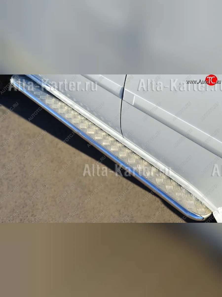 Пороги труба d63 с листом (Лист алюм,проф.сталь)(Вариант2) SLITKOFF Mitsubishi Pajero Sport PB дорестайлинг (2008-2013)  в Самаре Самарской области