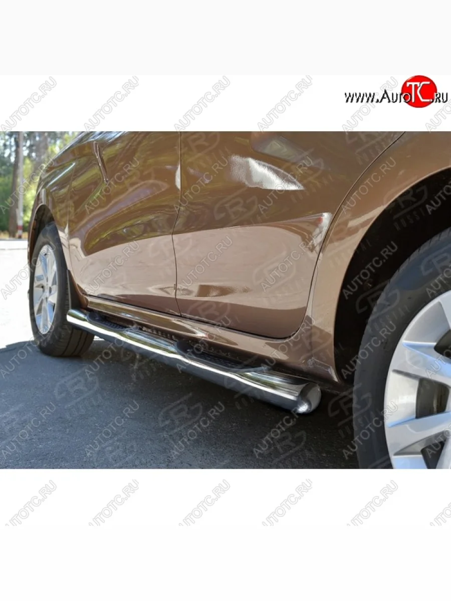 Защита порогов (Ø76 мм с проступью, нержавейка) SLITKOFF Лада ВАЗ XRAY (2016-2022)  в Перми Пермском крае