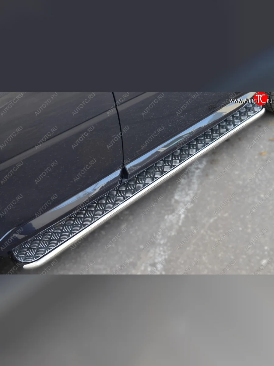 Широкая защита порогов с трубой диаметром 42 мм SLITKOFF v2 Land Rover Freelander L359 дорестайлинг (2006-2010)  в Воронеже Воронежской области