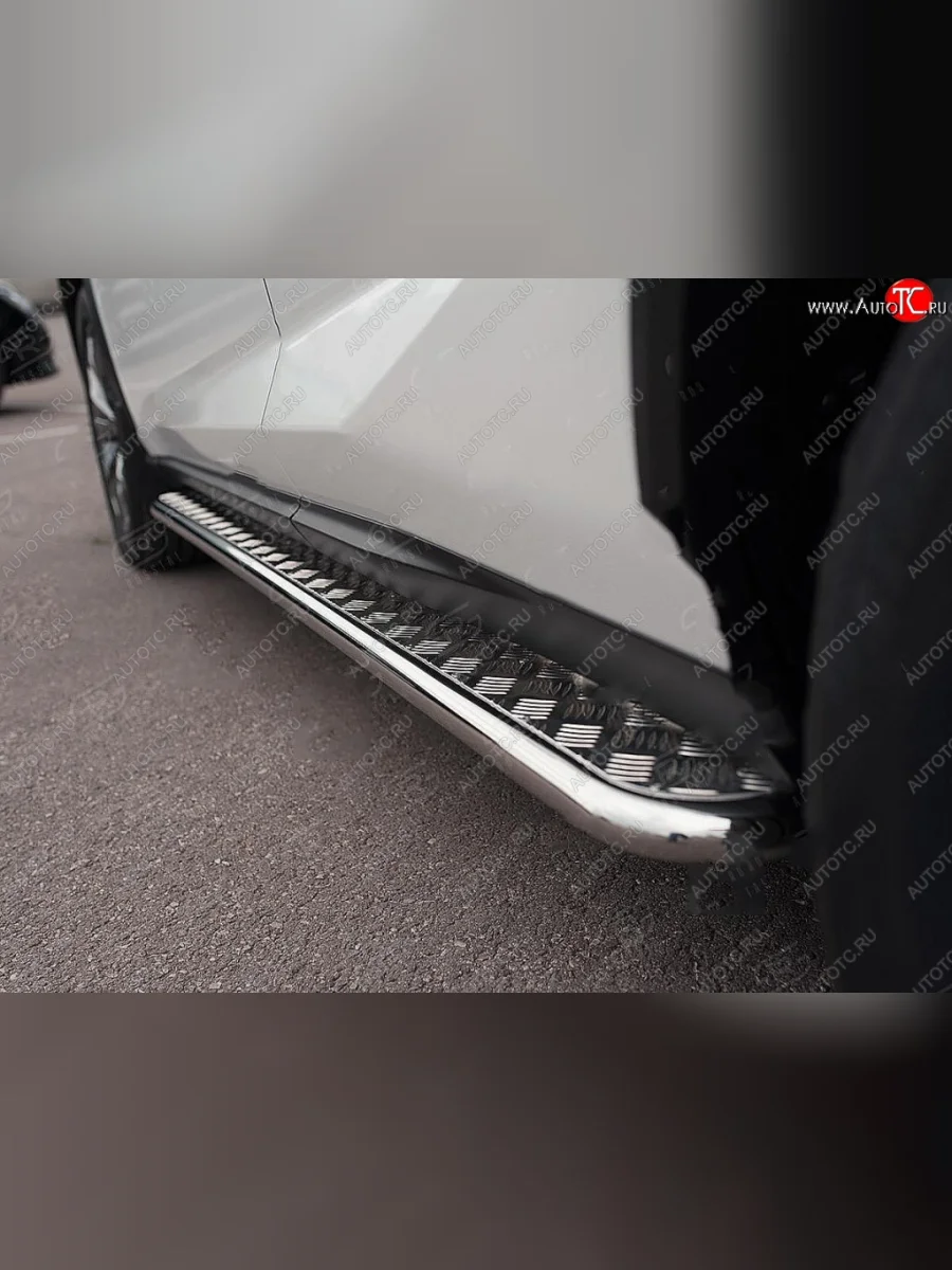 Широкая защита порогов с трубой диаметром 42 мм SLITKOFF v2 Lexus NX200 Z10 дорестайлинг (2014-2017)  в Керчи Республика Крым