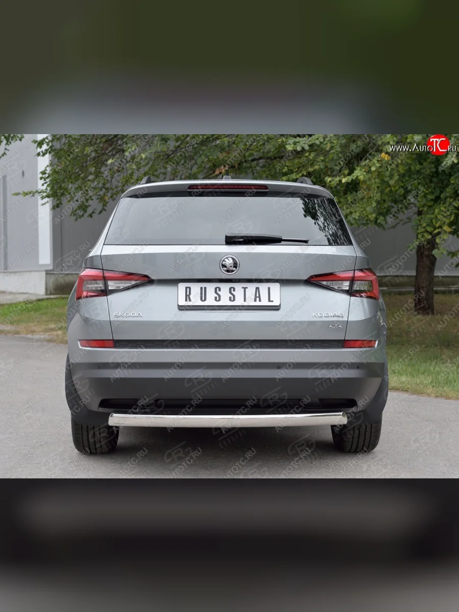 Защита заднего бампера d75х42 дуга Russtal Skoda Kodiaq 1 NS7 дорестайлинг (2017-2021)  в Самаре Самарской области