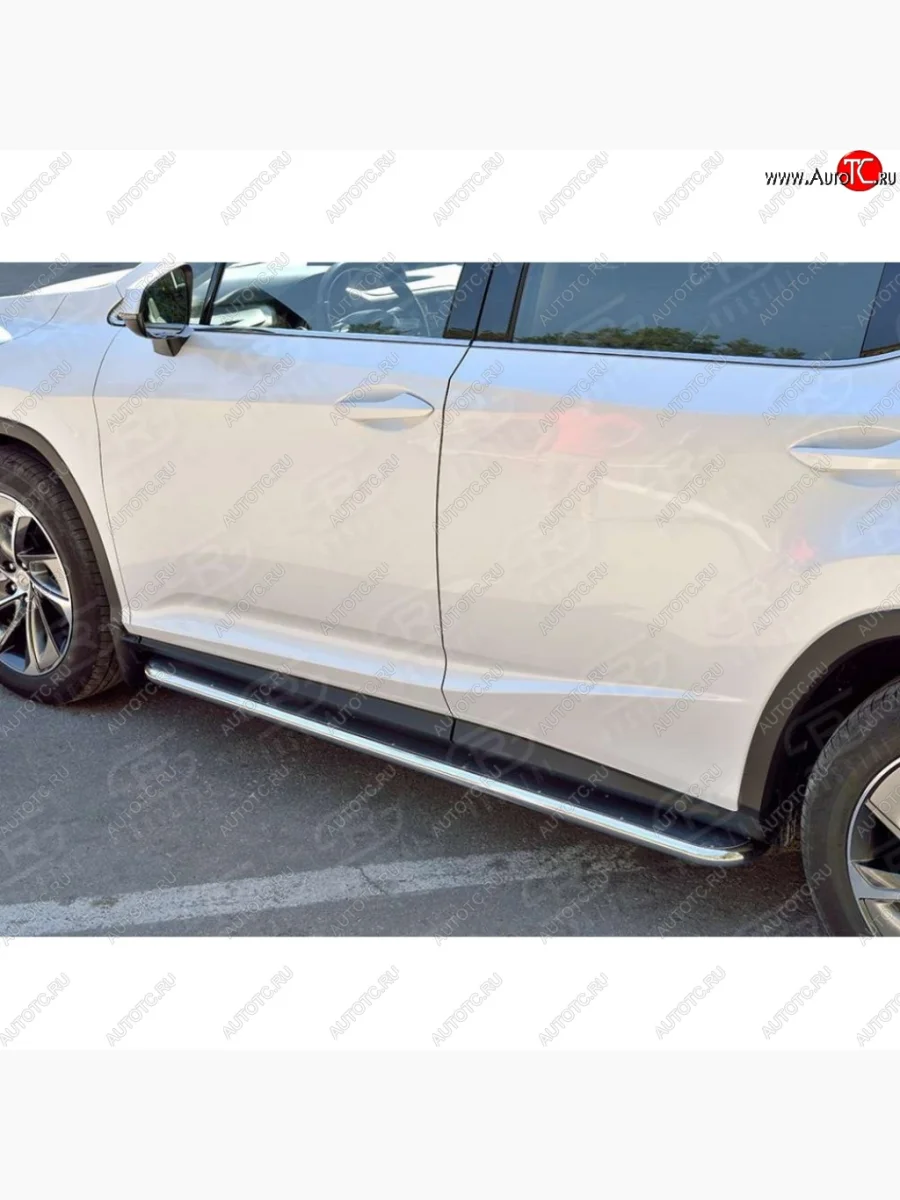 Широкая защита порогов с трубой диаметром 42 мм SLITKOFF v3 Lexus RX 200T AL20 дорестайлинг (2015-2017)  в Керчи Республика Крым