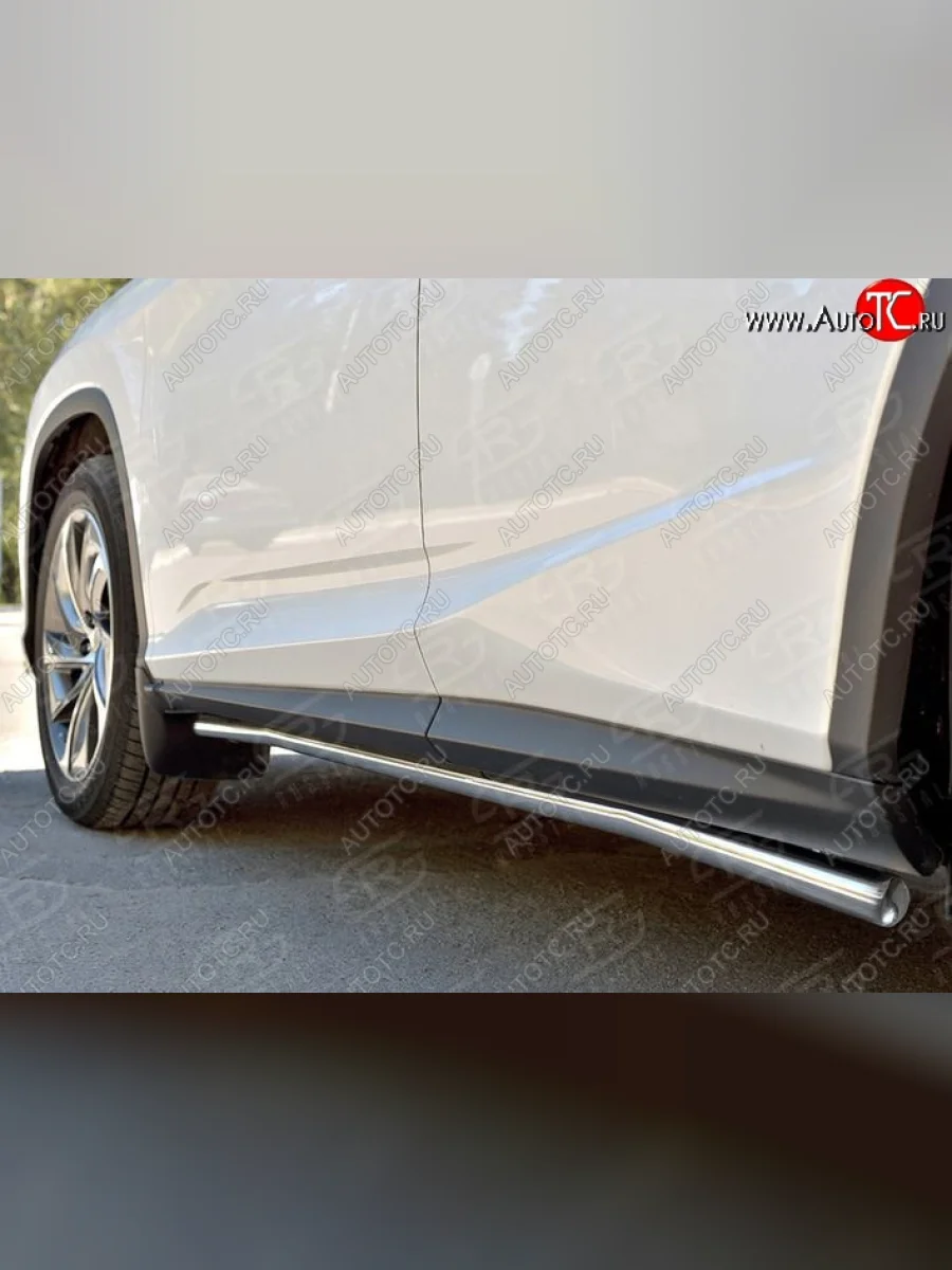 Защита порогов SLITKOFF из круглой трубы диаметром 42 мм v3 Lexus RX 200T AL20 дорестайлинг (2015-2017)  с доставкой в г. Керчь