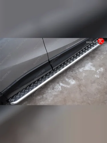 Широкая защита порогов с трубой диаметром 42 мм SLITKOFF v2 Mazda CX-5  KE (2011-2017) дорестайлинг, рестайлинг