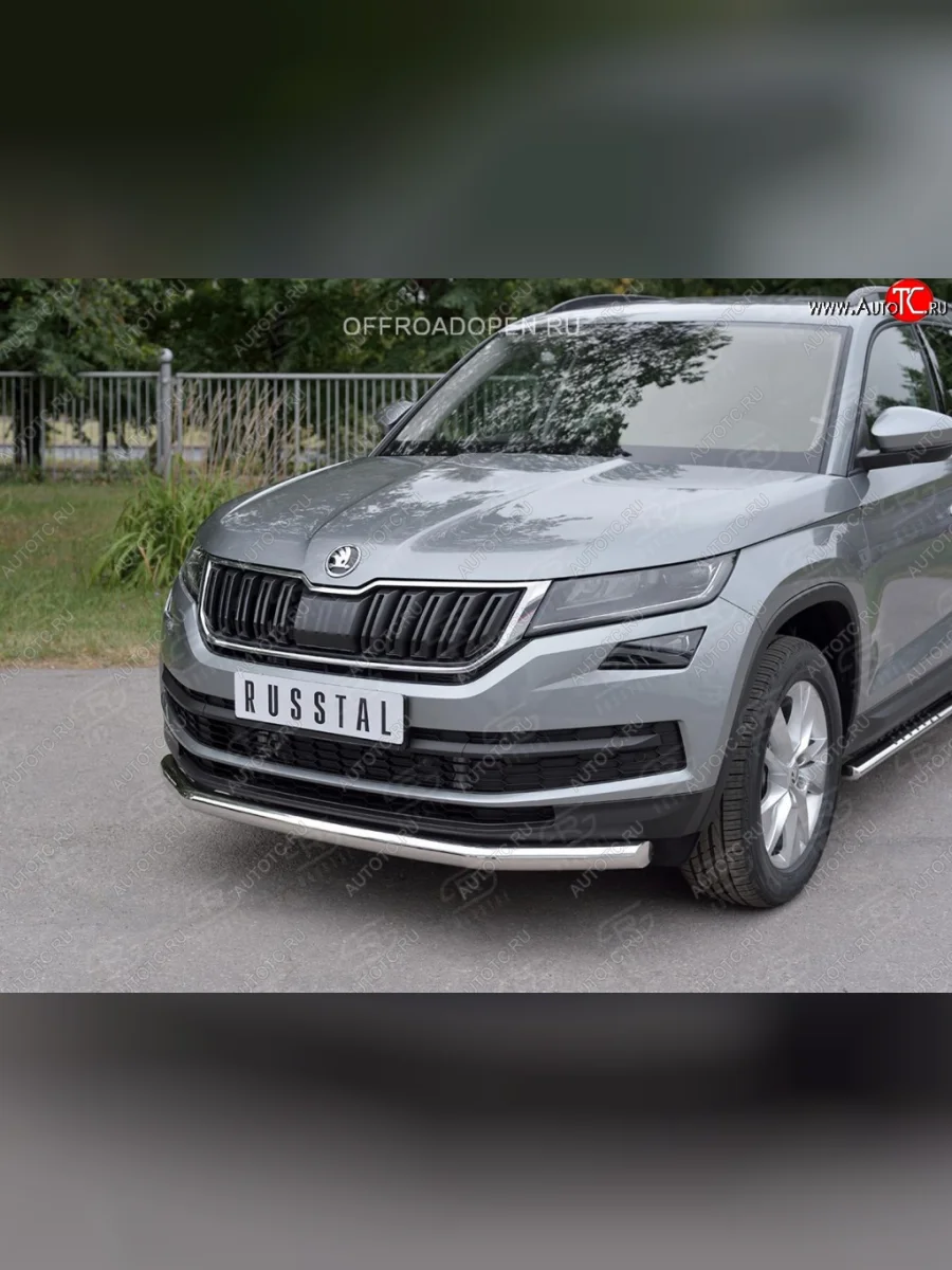 Защита переднего бампера (Ø63 мм, нержавейка) SLITKOFF  Skoda Kodiaq (2017-2021) 1 NS7  в Самаре Самарской области