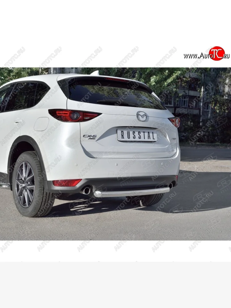 Защита заднего бампера (Ø63 мм дуга, нержавейка) SLITKOFF Mazda CX-5 KF (2016-2025)  с доставкой в г. Керчь