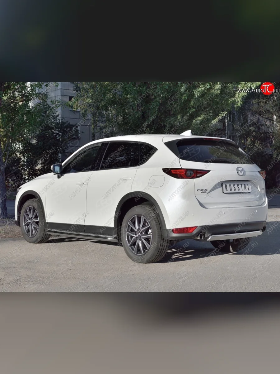 Защита заднего бампера (Ø75x42 мм, нержавейка) Russtal Mazda CX-5 KF (2016-2025)  с доставкой в г. Керчь
