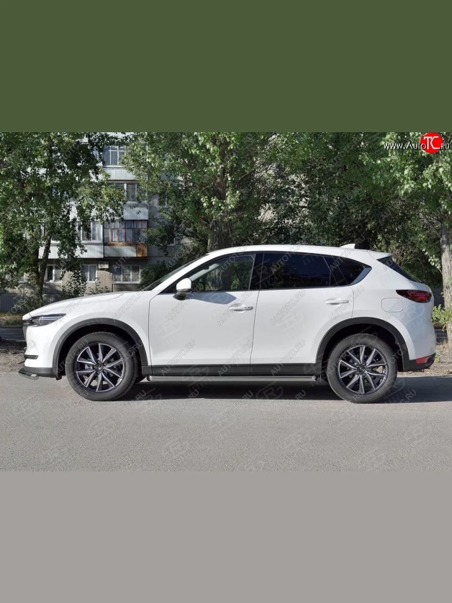 Защита порогов из круглой трубы диаметром 63 мм SLITKOFF v1 Mazda CX-5 KF (2016-2025)  с доставкой в г. Керчь