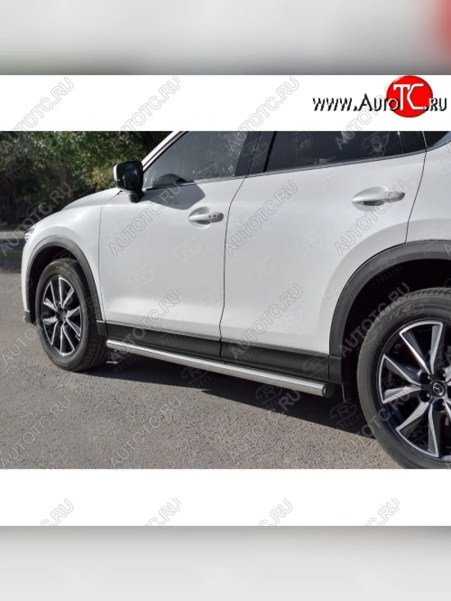 Защита порогов из круглой трубы диаметром 63 мм SLITKOFF v2 Mazda CX-5 KF (2016-2025)  с доставкой в г. Пермь