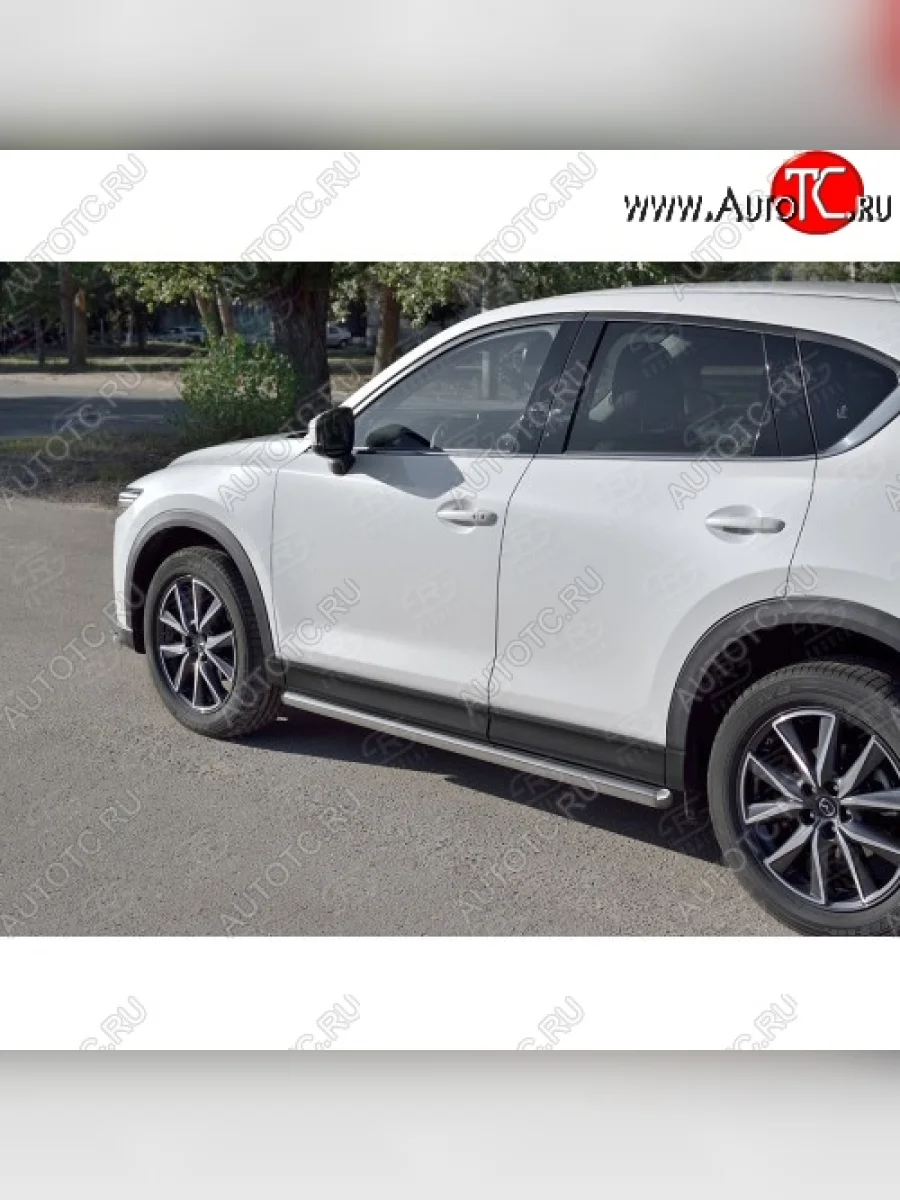 Защита порогов из круглой трубы диаметром 63 мм SLITKOFF v3 Mazda CX-5 KF (2016-2025)  с доставкой в г. Керчь