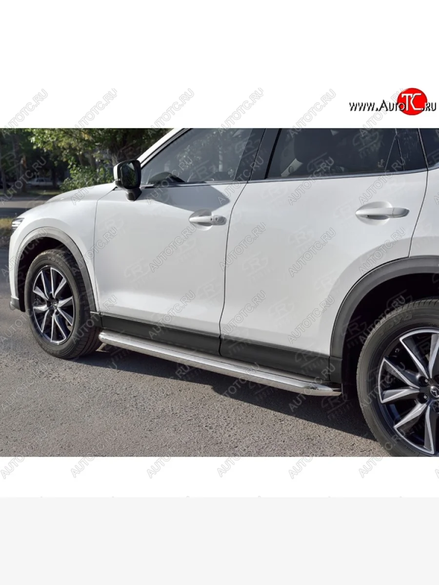 Защита порогов из круглой трубы диаметром 63 мм SLITKOFF v1 Mazda CX-5 KF (2016-2025)  с доставкой в г. Керчь