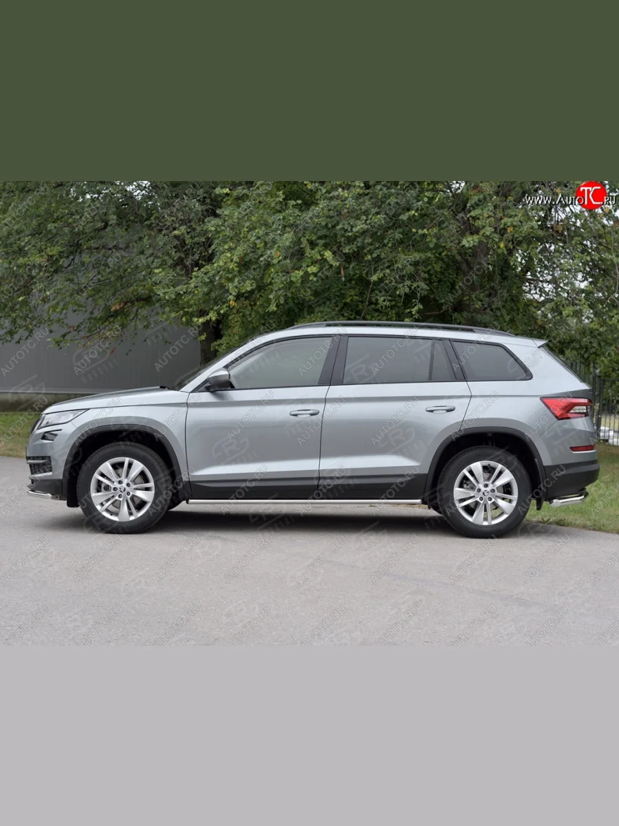 Пороги накладки труба d42 (v 1) SLITKOFF Skoda Kodiaq 1 NS7 дорестайлинг (2017-2021) (Неокрашенные)  в Керчи Республика Крым