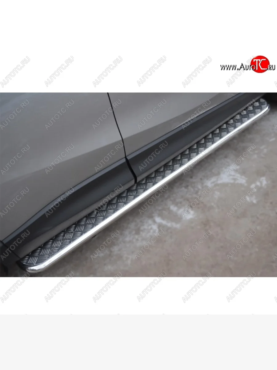 Широкая защита порогов с трубой диаметром 42 мм SLITKOFF v2  Mazda CX-7 (2010-2012) ER  с доставкой в г. Керчь