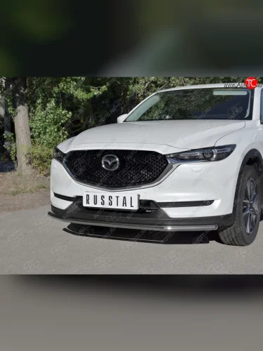 Защита переднего бампера (Ø42 мм, нержавейка) SLITKOFF Mazda CX-5 KF (2016-2025)