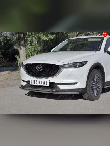Защита переднего бампера (2 трубыØ42 мм, нержавейка) SLITKOFF Mazda CX-5 KF (2016-2025)