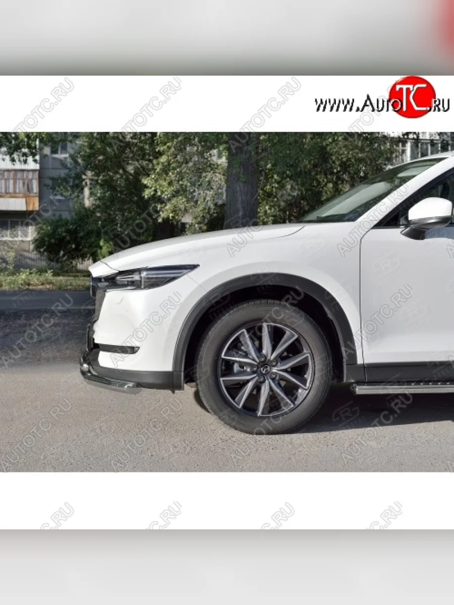 Защита переднего бампера (2 трубыØ63 и 42 мм, нержавейка) SLITKOFF Mazda CX-5 KF (2016-2025)  с доставкой в г. Пермь