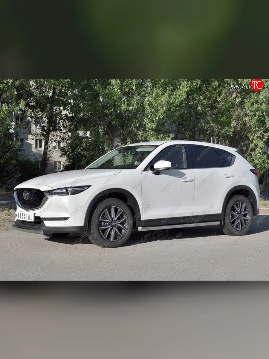 Защита переднего бампера из овальной трубы диаметром 75x42 мм Russtal Mazda CX-5 KF (2016-2025)  с доставкой в г. Пермь
