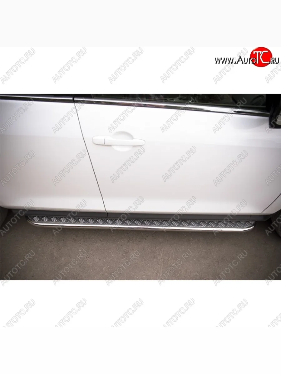 Широкая защита порогов с трубой диаметром 42 мм Russtal v3 Mazda CX-7 ER рестайлинг (2010-2012)  в Керчи Республика Крым