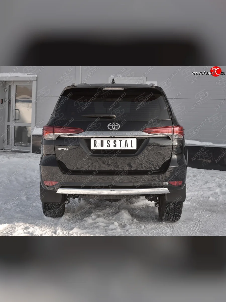 Защита заднего бампера (Ø75х42 мм, нержавейка) Russtal Toyota Fortuner AN160 дорестайлинг (2015-2020)  в Самаре Самарской области