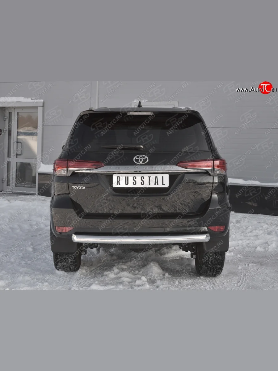 Защита заднего бампера (Ø63 мм короткая, нержавейка) SLITKOFF  Toyota Fortuner (2015-2020) AN160  в Самаре Самарской области