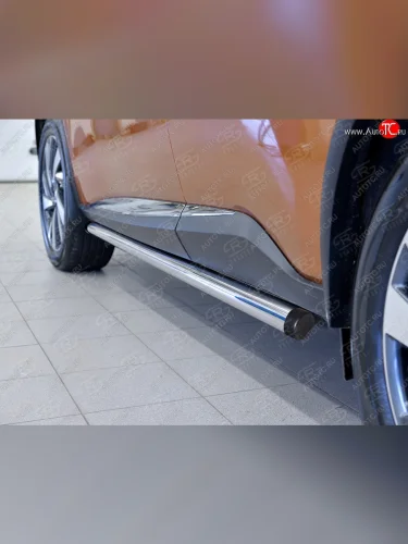 Защита порогов из круглой трубы диаметром 63 мм SLITKOFF v2 Nissan Murano  3 Z52 (2015-2025) дорестайлинг, рестайлинг