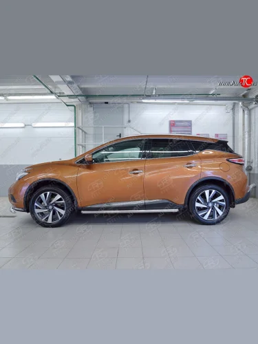 Защита порогов из круглой трубы диаметром 63 мм SLITKOFF v3 Nissan Murano  3 Z52 (2015-2025) дорестайлинг, рестайлинг