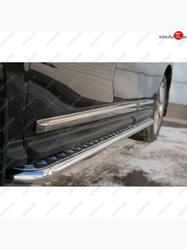 Защита порогов из круглой трубы диаметром 42 мм SLITKOFF v2 Nissan Qashqai  2 (2013-2019) J11 дорестайлинг